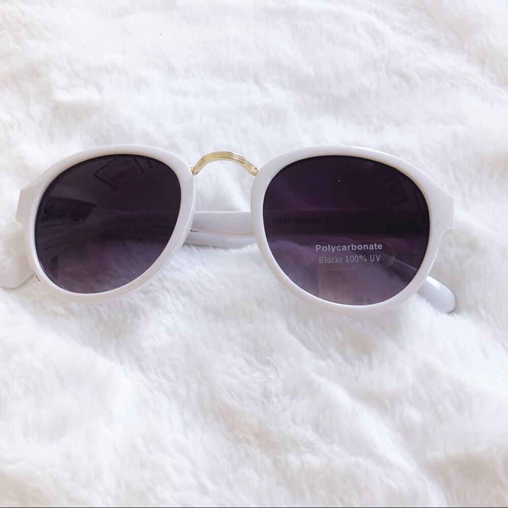 Mya White Round Fashion Sunglasses